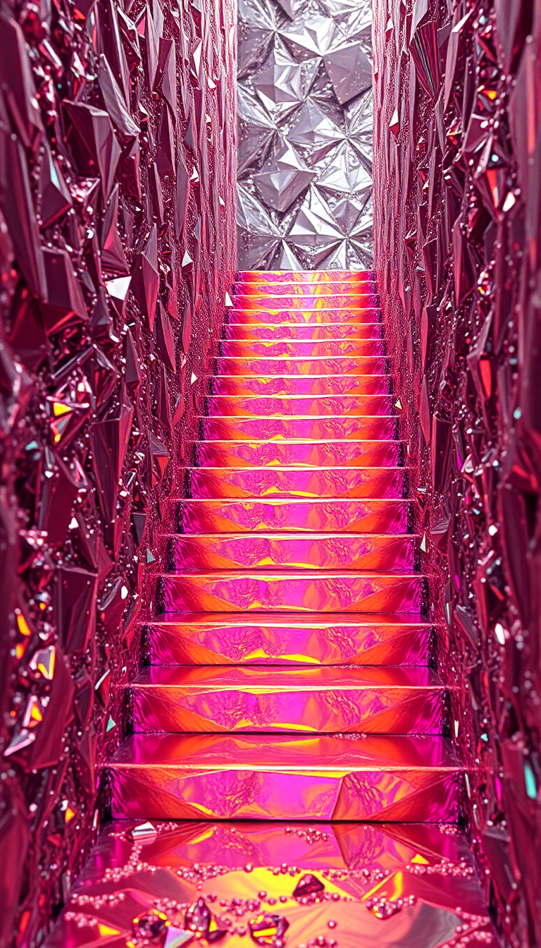 Abstract Vibrant Bismuth Crystal Formation Wallpaper