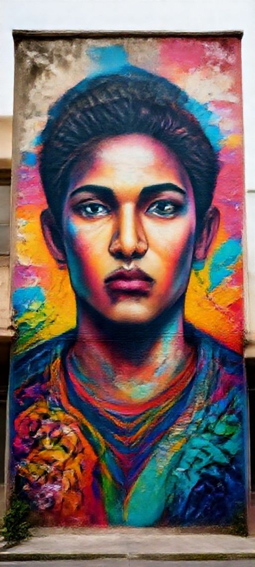 Holographic Street Mural Wall Decay Photorealistic Wallpaper