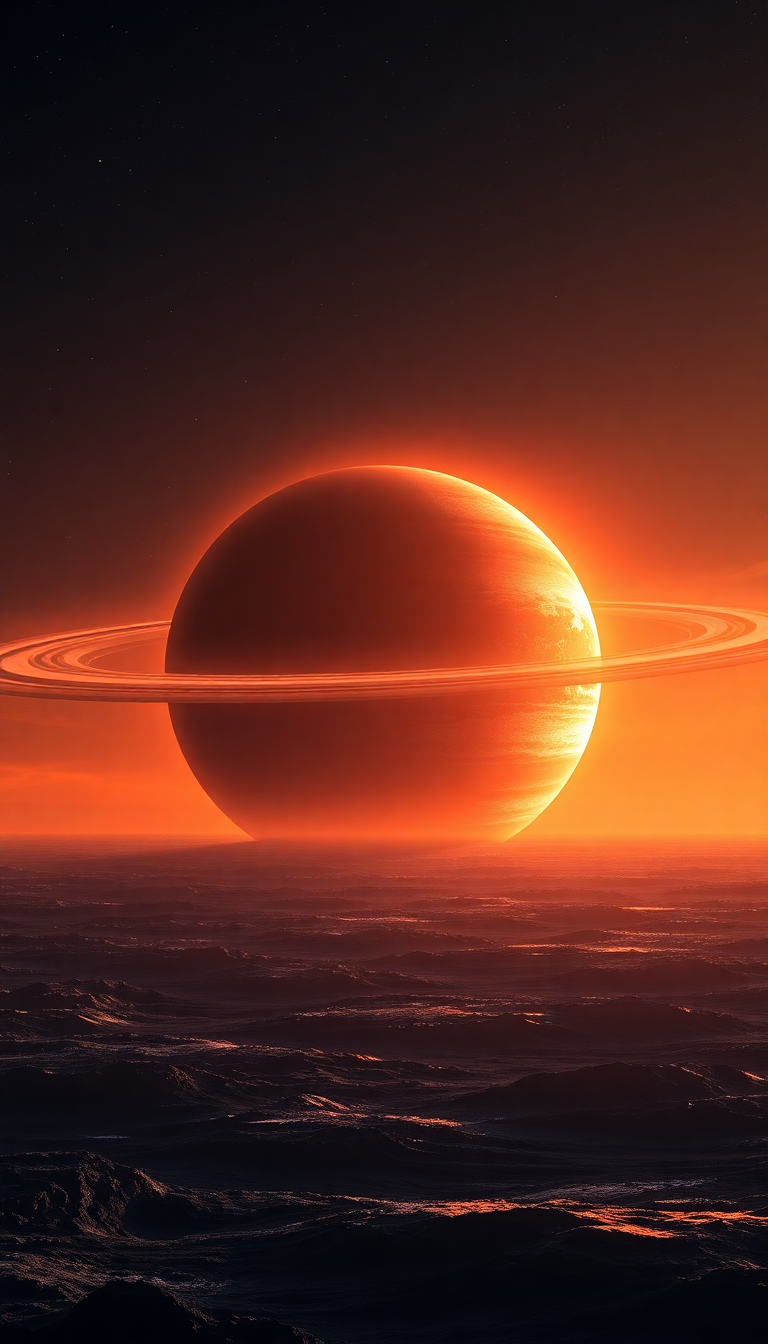 Space Epic Massive Ringed Planet Wallpaper