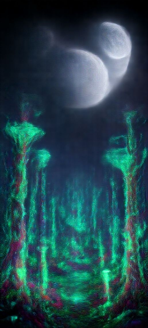 Vibrant Bioluminescent Forest Planet Two Digital art Wallpaper