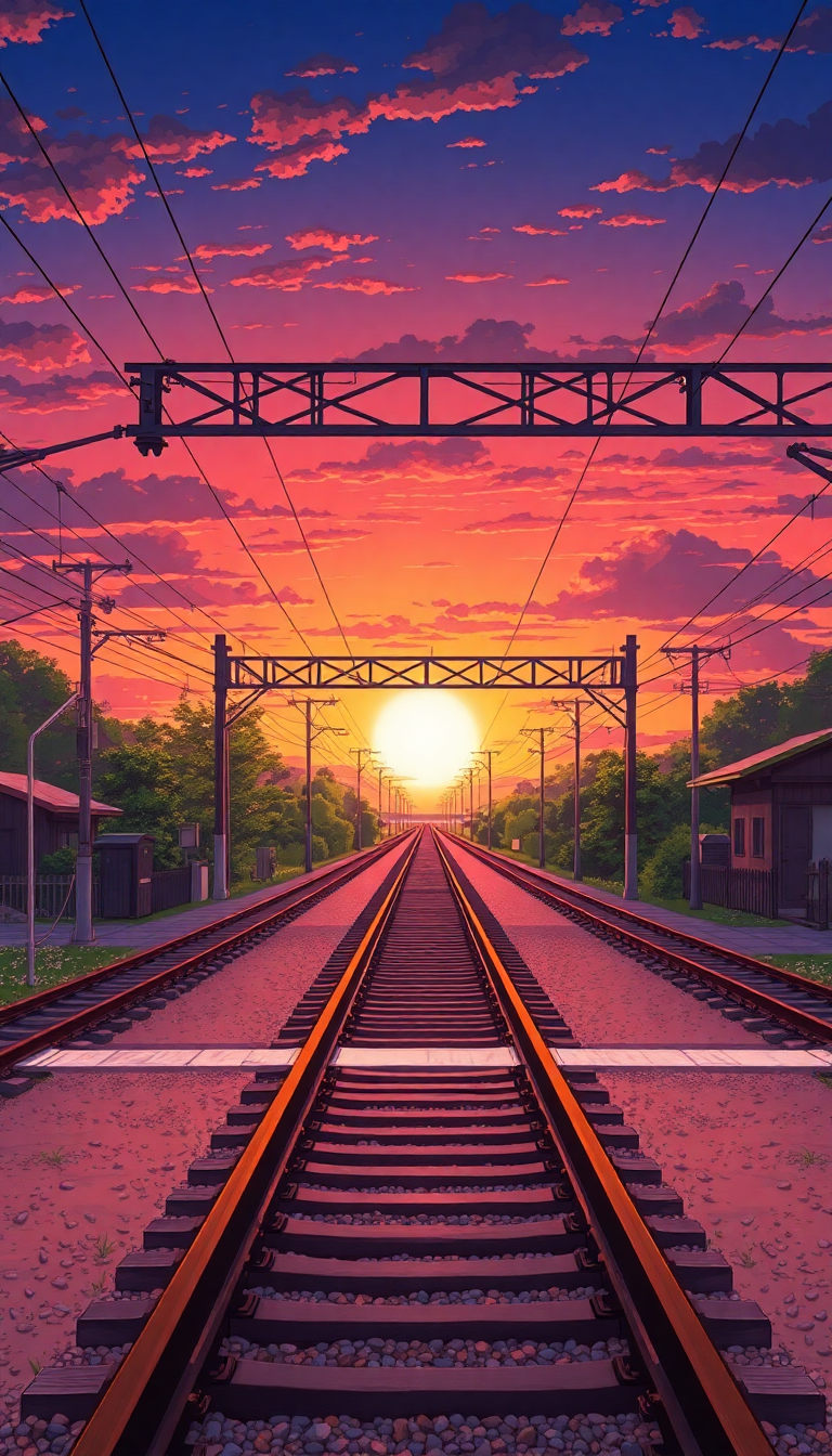 Deep Rural Japan Sunset Anime Scenery Wallpaper