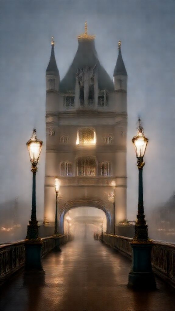 Splendid London Bridge Vintage Lampposts Photorealistic Wallpaper