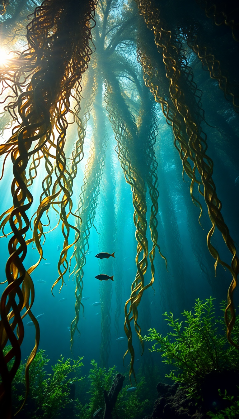 Kelp Swaying Fish Sunlight Nature Pro Wallpaper