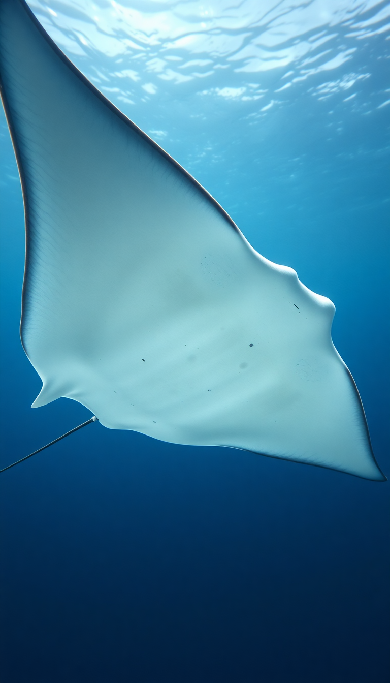 Manta Ray Gliding Graceful Underwater Photorealistic Wallpaper