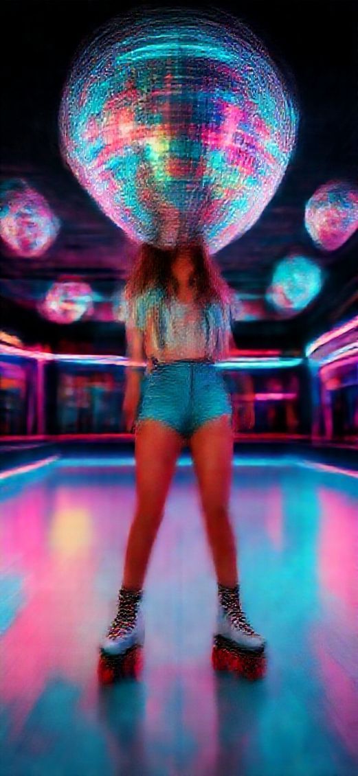 Primal Neon 80s Rink Skating Photorealistic Wallpaper
