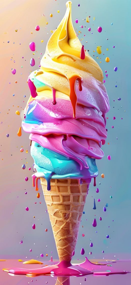 Celestial Cream Cone Melting Summer Photorealistic Wallpaper
