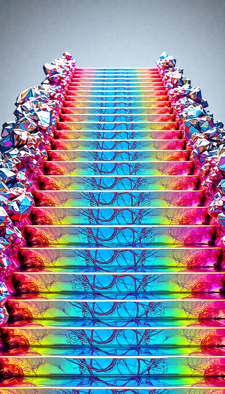 Retro Bismuth Formation Metallic Photorealistic Wallpaper