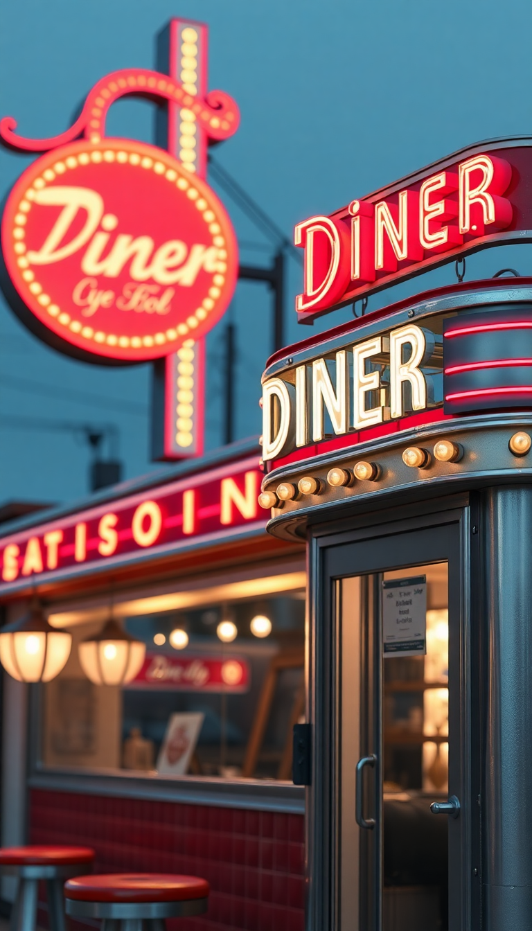 Photorealistic Ultimate Diner Neon Signs Wallpaper
