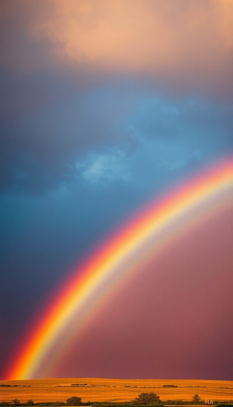Deep After Storm Double Rainbow Photorealistic Wallpaper
