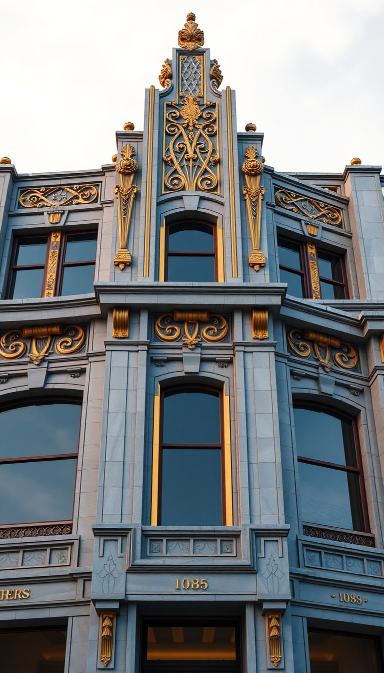 Enchanting Geometric Facade Building Deco Photorealistic Wallpaper