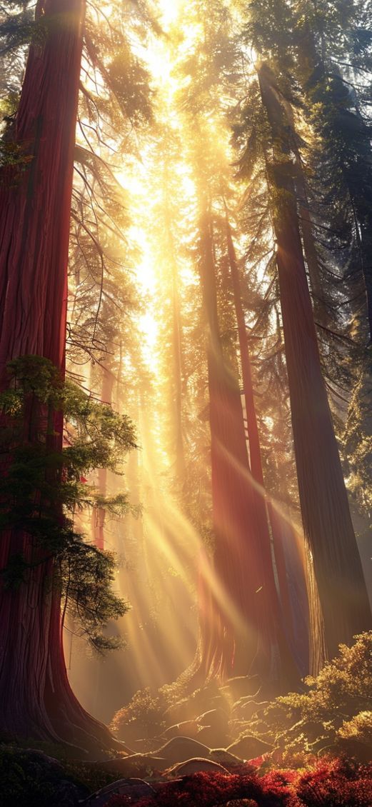 Golden Magnetic Giant Redwood Trees Wallpaper
