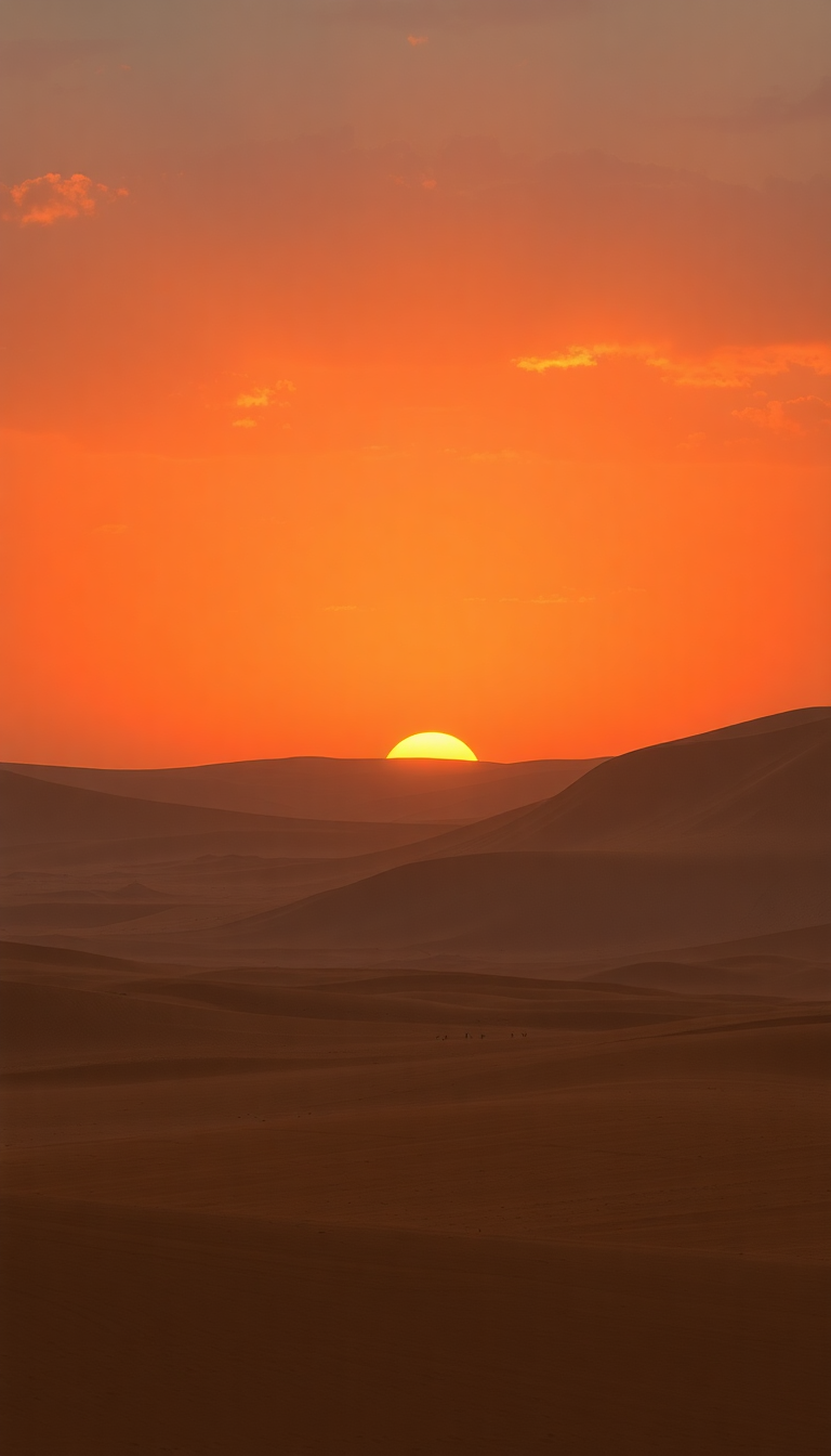 Magnificent Approaching Desert Dramatic Orange Photorealistic Wallpaper