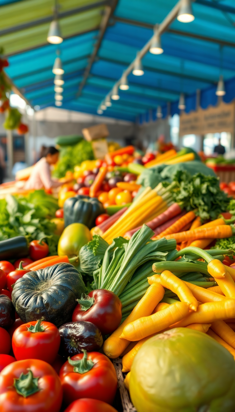 Farmers Market Produce Colorful Vegetables Photorealistic Wallpaper