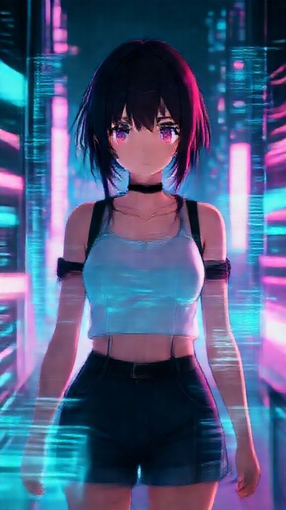 Anime Radiant Cyberpunk Anime Girl Wallpaper