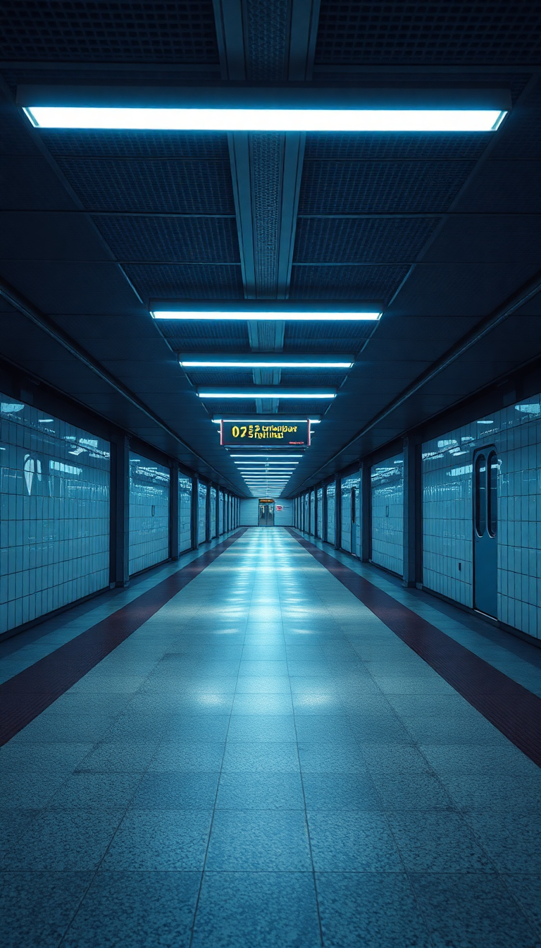 Pristine Empty Subway Station 3am Fluorescent Wallpaper