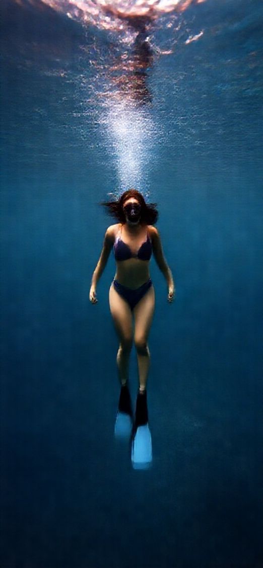 Cool Dreamy Freediver Descending Into Wallpaper