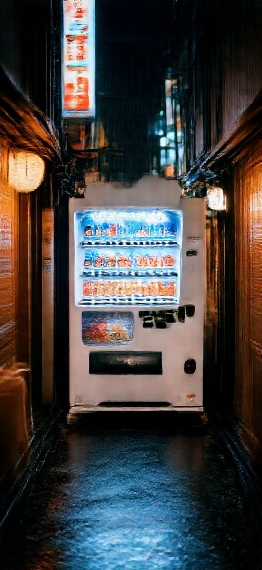 Tokyo Alley Night Vending Machines Glow Photorealistic Select Wallpaper