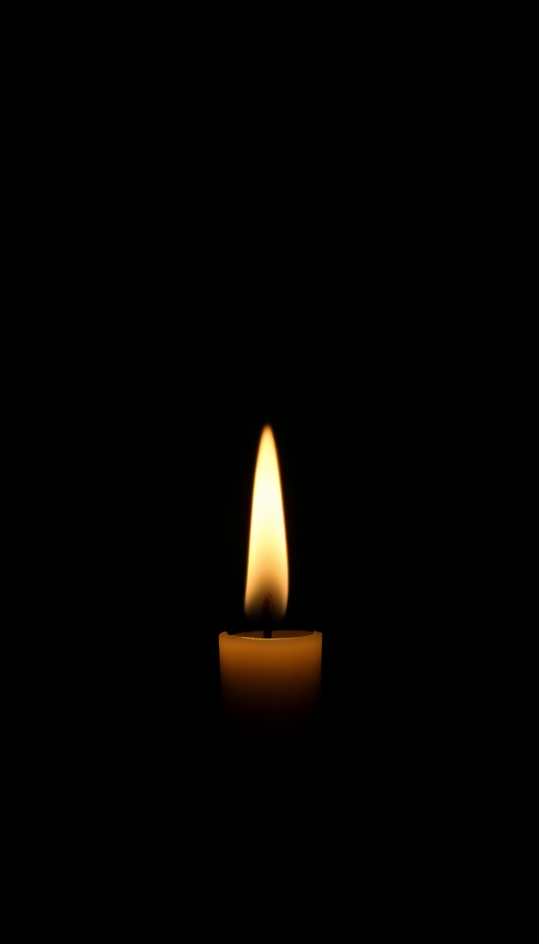 Single Candle Flame Complete Darkness Photorealistic Modern Wallpaper