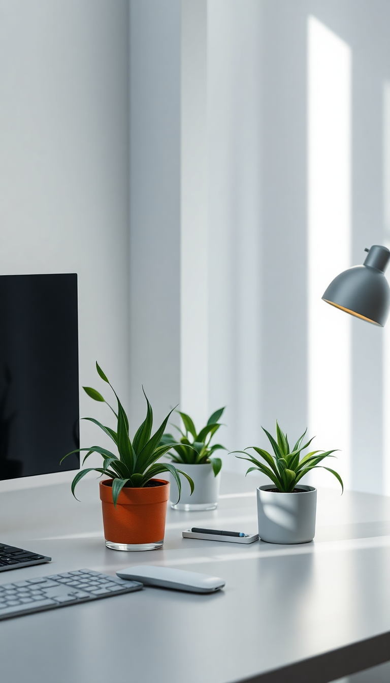 Urban Morning Plants Setup Desk Photorealistic Wallpaper