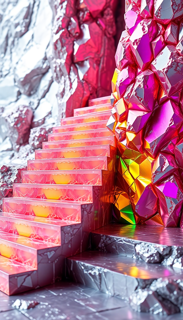 Photorealistic Cosmic Crystal Formation Rainbow Wallpaper