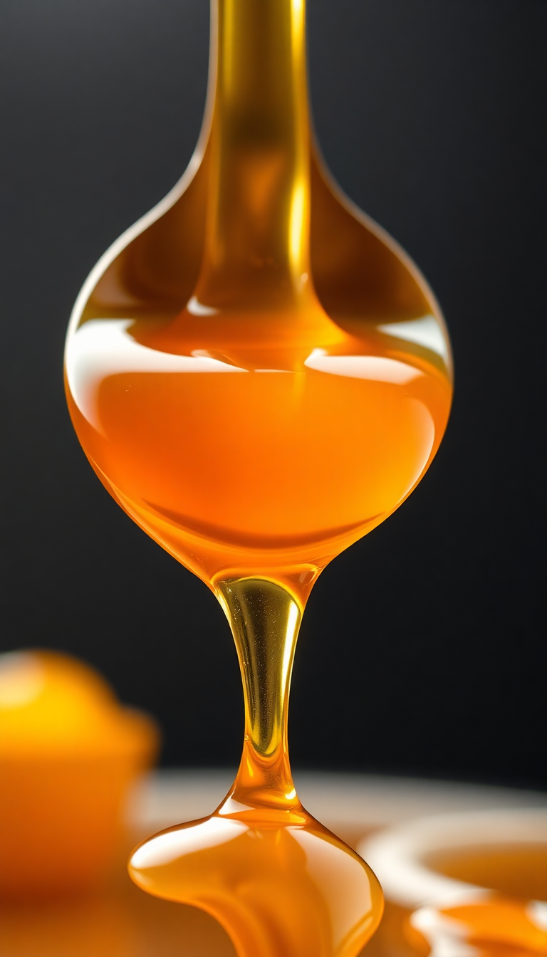 Honey Dripping From Spoon Golden Liquid Photorealistic Ultra Wallpaper