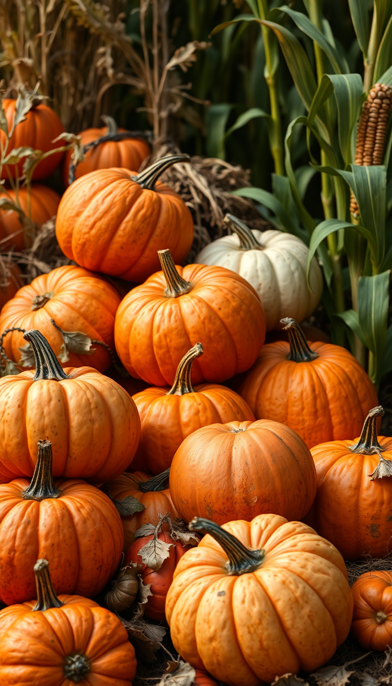 Mystic Ethereal Autumn Harvest Pumpkins Wallpaper