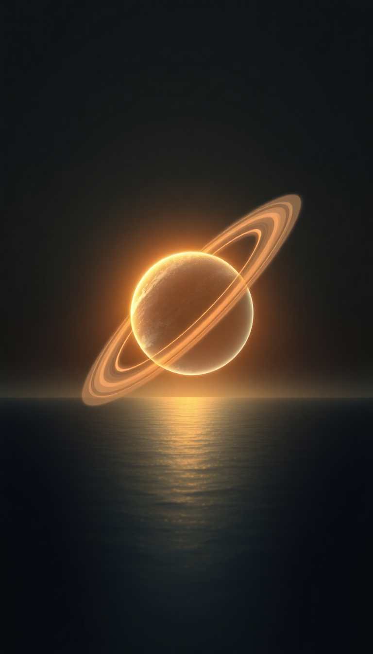 Urban Massive Planet Over Ocean Photorealistic Wallpaper