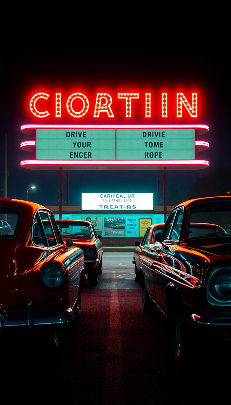 Coastal Movie Theater Night Classic Photorealistic Wallpaper