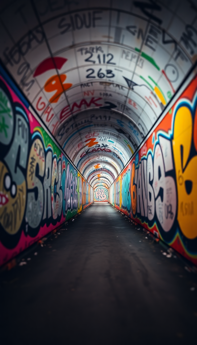 Graffiti Tunnel Perspective Urban HD Wallpaper