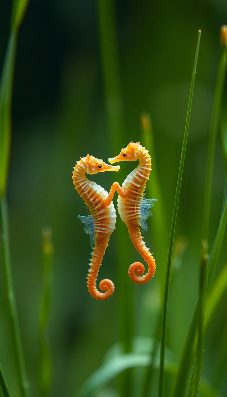 Seahorse Couple Dancing Seagrass Magical Aesthetic Wallpaper