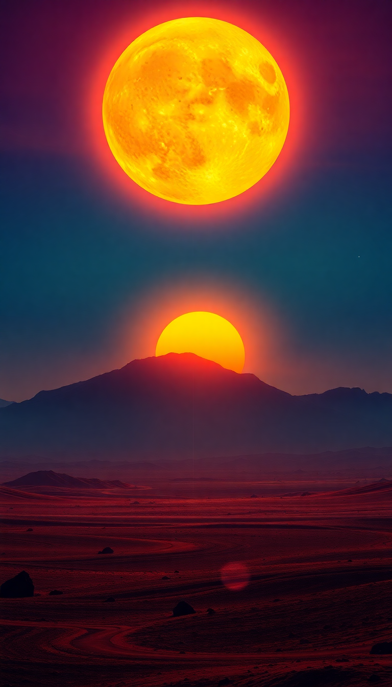 Alien Sunrise Three Suns Different Colors Digital art Max Wallpaper