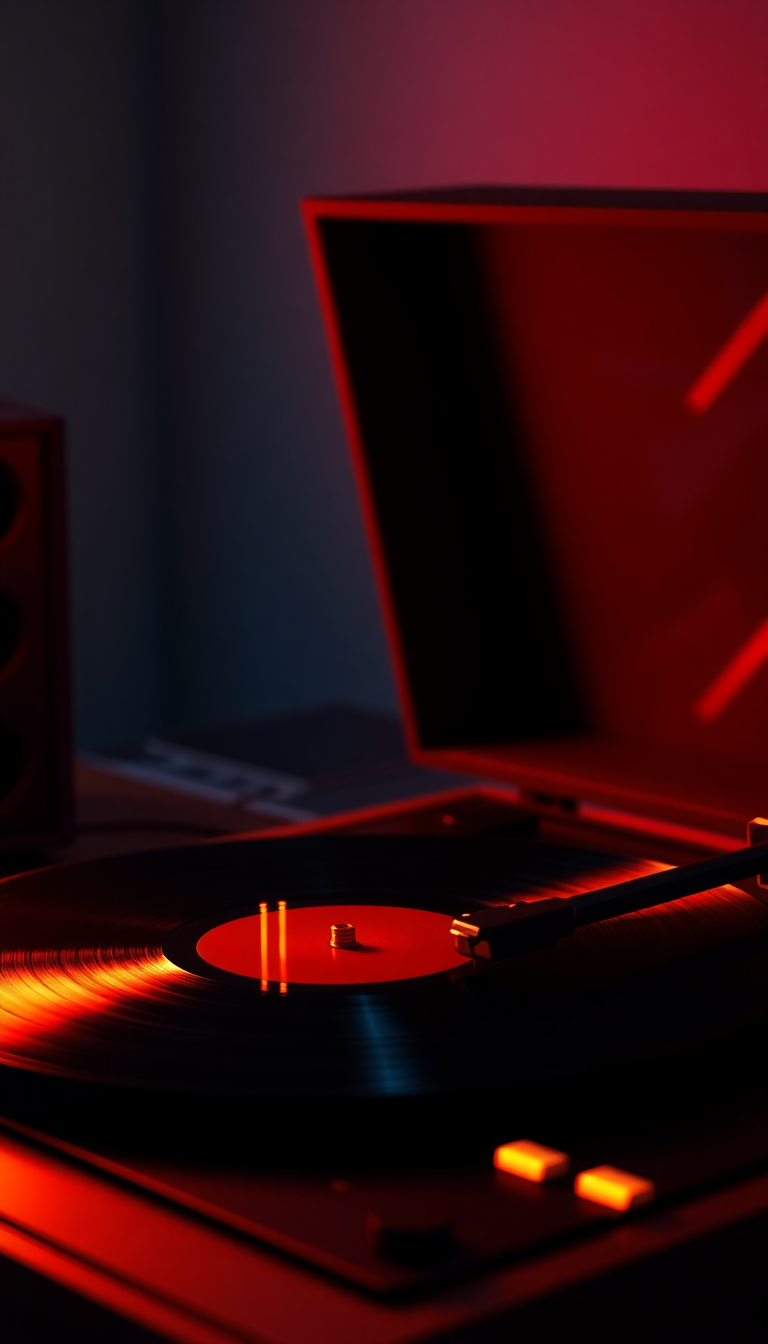 Bold Vinyl Player Lighting Photorealistic Wallpaper