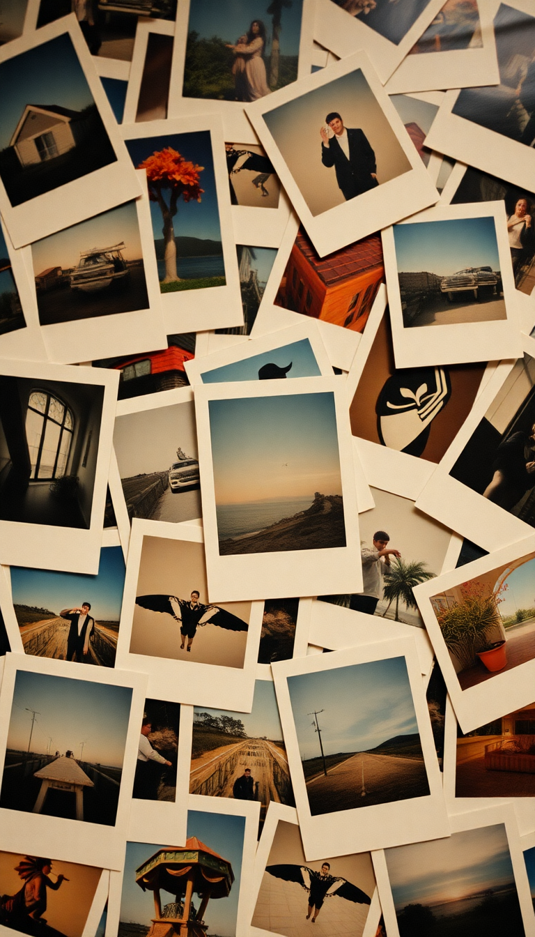 Ethereal Vintage Polaroid Collection Scattered Memories Wallpaper