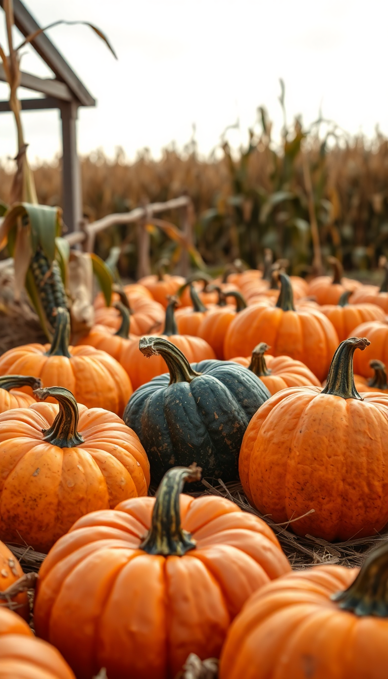 Pumpkins Corn Farm Rustic Aesthetic Enhanced Wallpaper