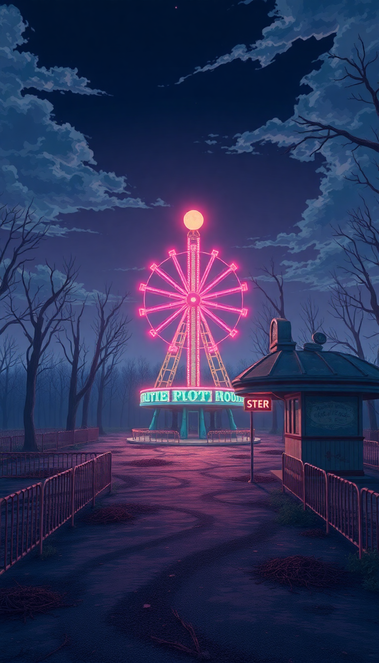 Urban Modern Abandoned Amusement Park Wallpaper