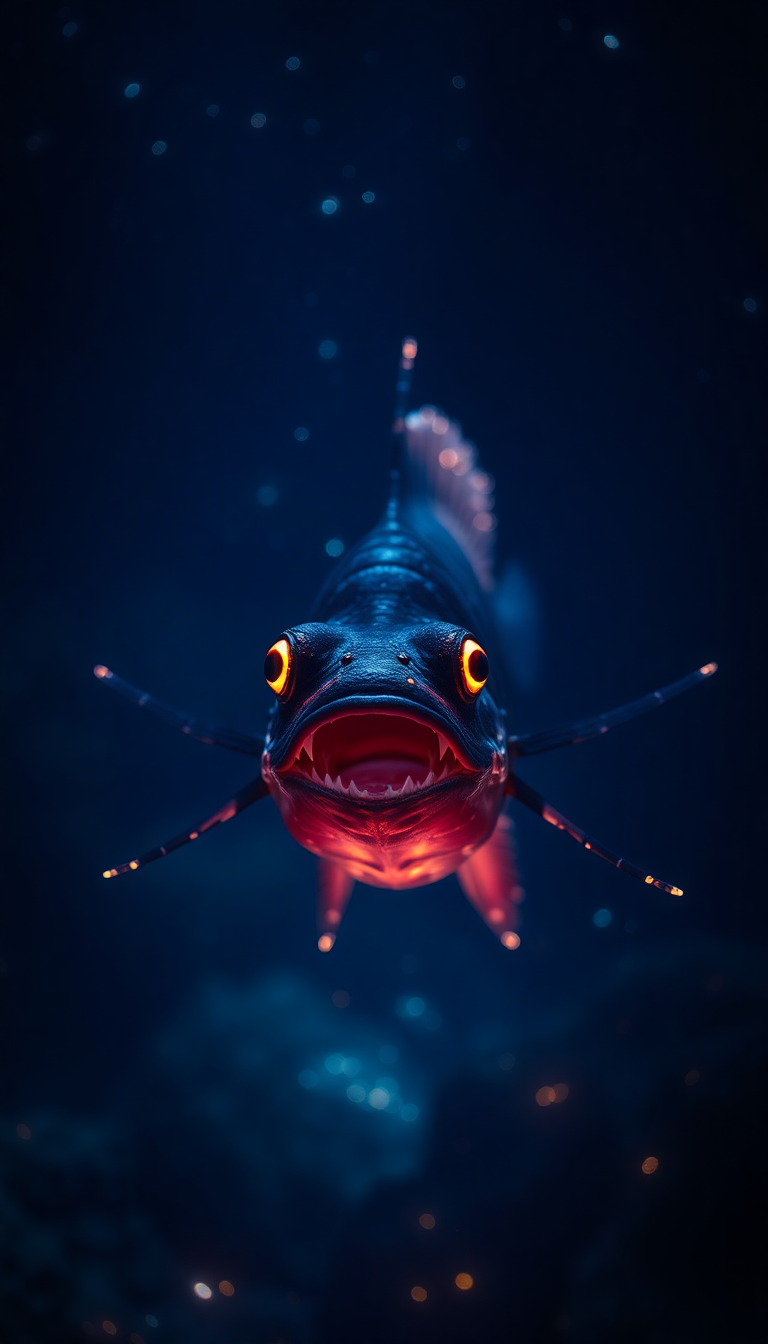 Modern Deep Anglerfish Abyss Digital art Wallpaper