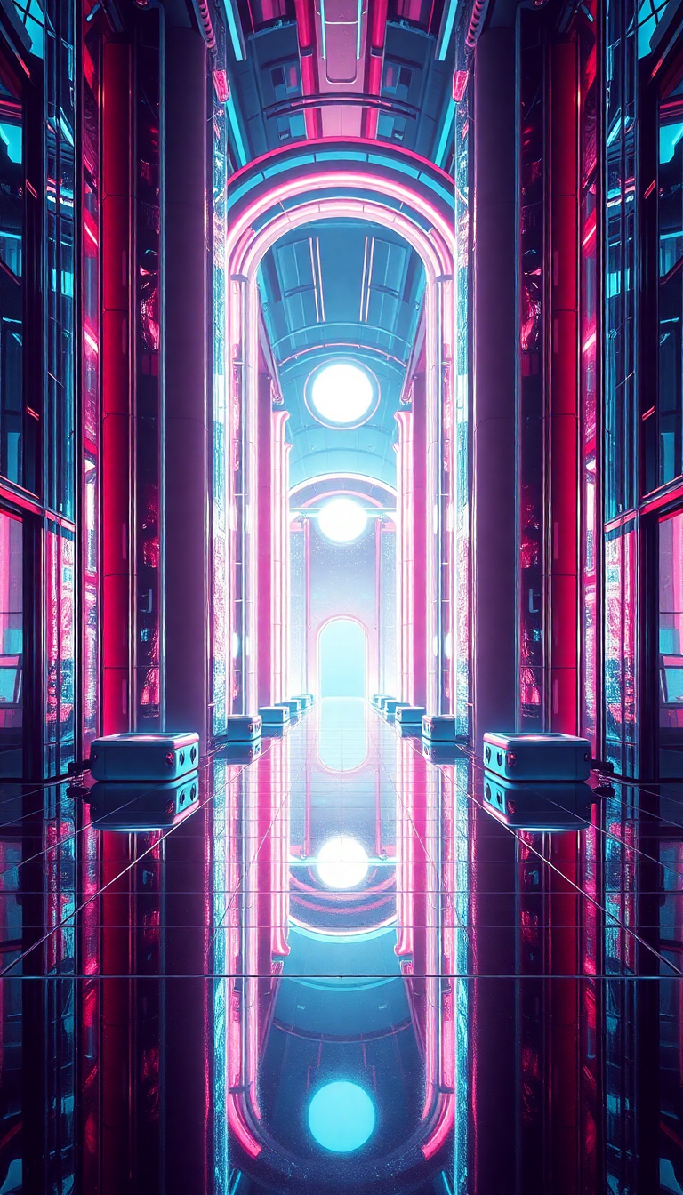 Chromatic Retrofuturism Vision Chrome Digital art Wallpaper