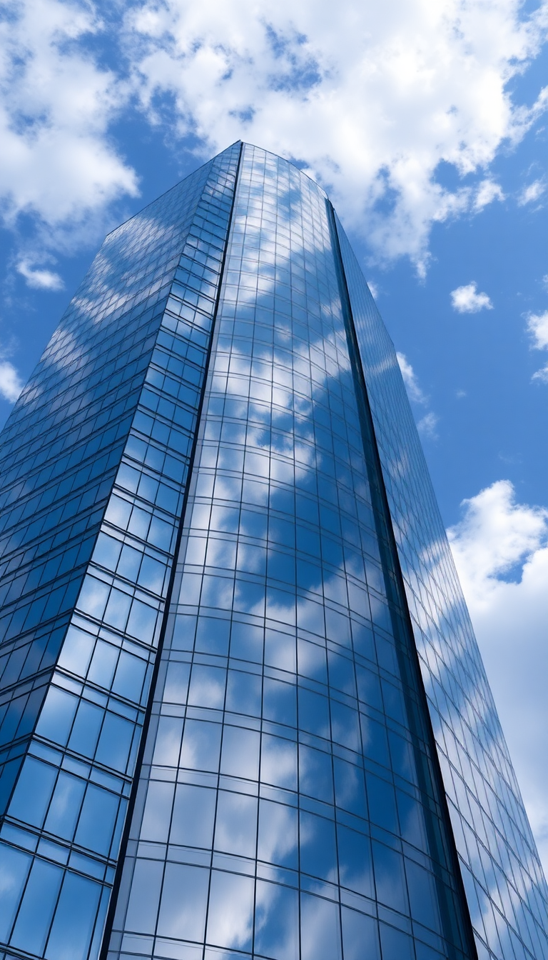 Photorealistic Sharp Skyscraper Reflections Clouds Wallpaper