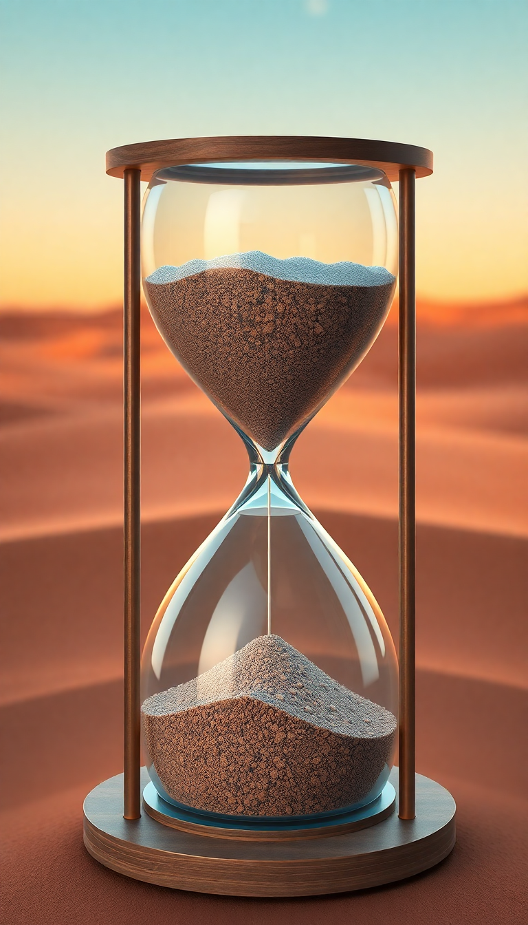 Hourglass Containing Ocean And Desert Digital art Wallpaper