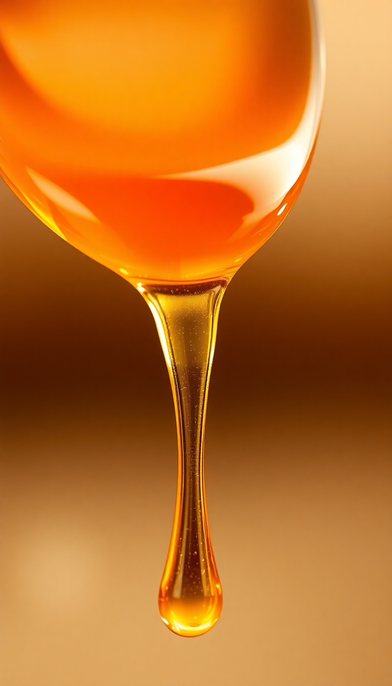 Honey Dripping From Spoon Golden Photorealistic Wallpaper