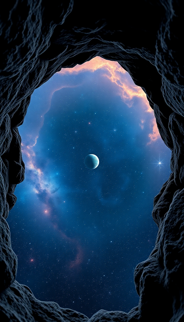 Vivid Keyhole Showing Stars Digital art Wallpaper