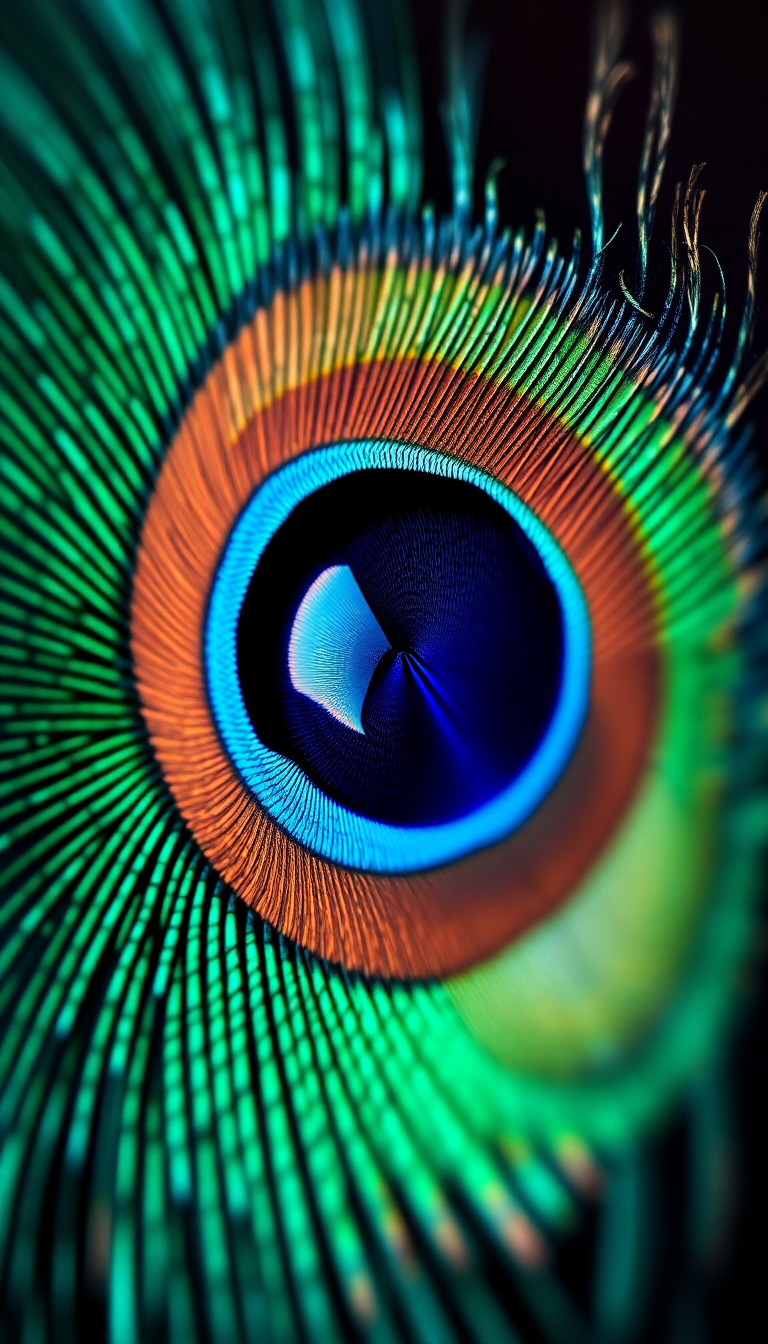 Western Eye Iridescent Macro Feather Photorealistic Wallpaper