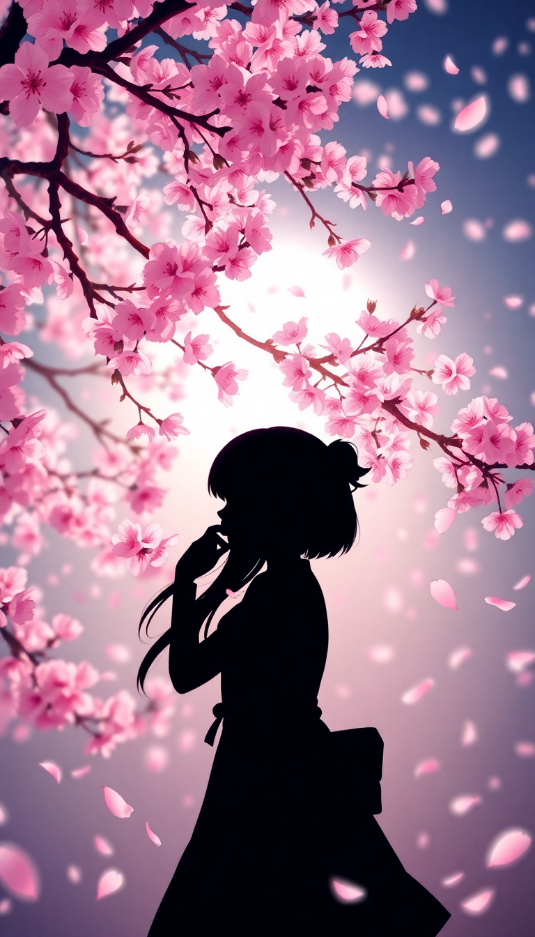 Falling Anime Girl Silhouette Anime Enhanced Wallpaper