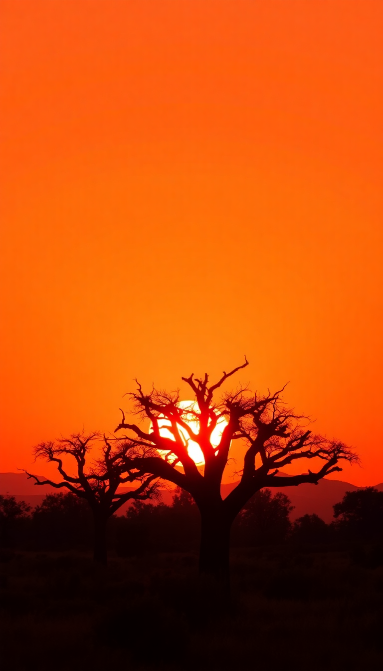 Photorealistic Smooth Trees Silhouette African Wallpaper