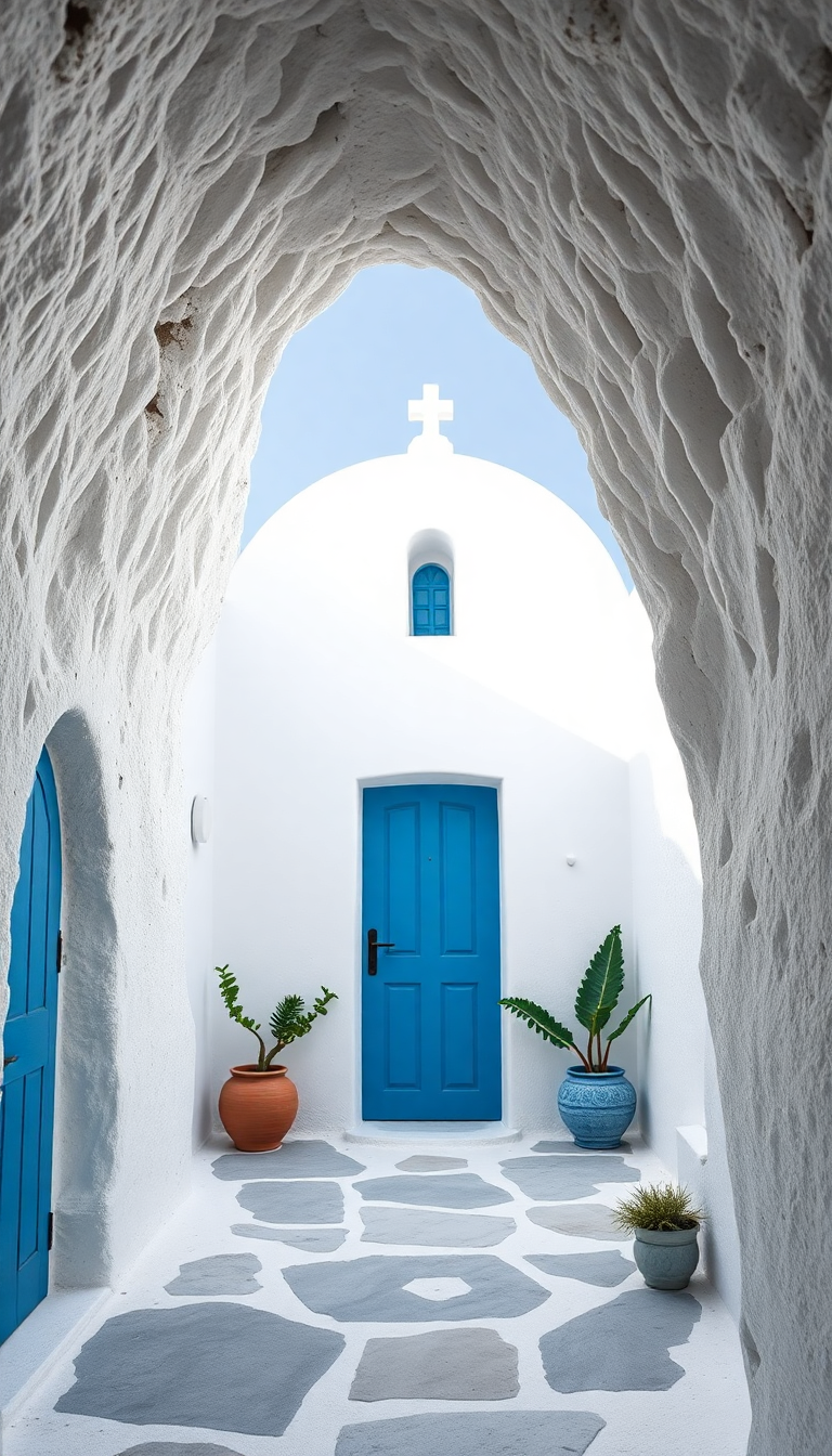 Aesthetic Moody Cave House Santorini Wallpaper