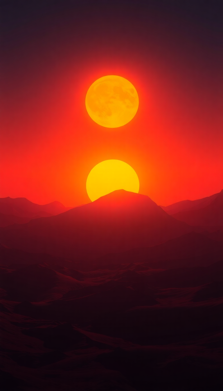 Tropical Different Suns Three Sunrise Digital art Wallpaper