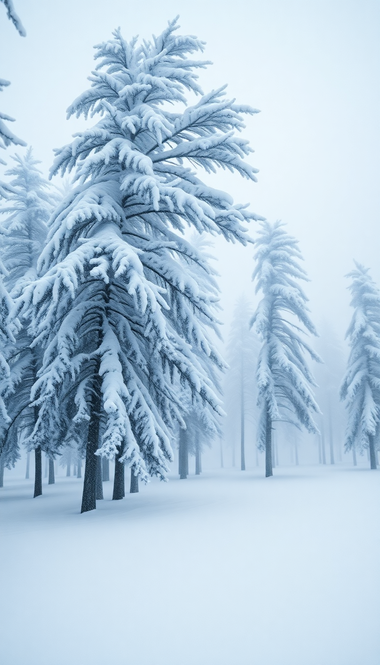 Photorealistic Warm Snow Wind Trees Wallpaper