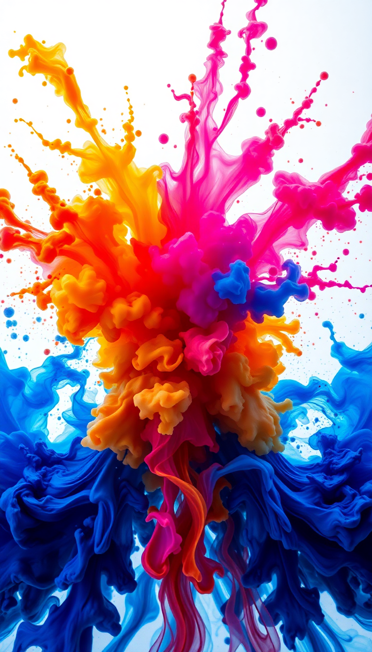 Ink Explosion Water Freeze Frame Colorful Digital art Ultra HD Wallpaper