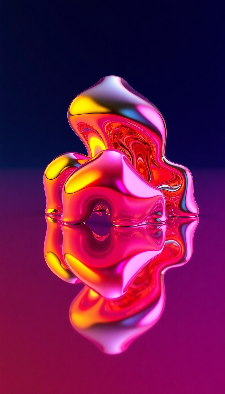 Neon Fantastical Liquid Chrome Morphing Wallpaper