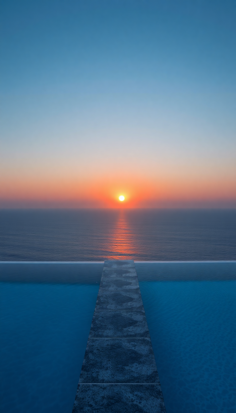Electric Pool Edge Overlooking Ocean Photorealistic Wallpaper